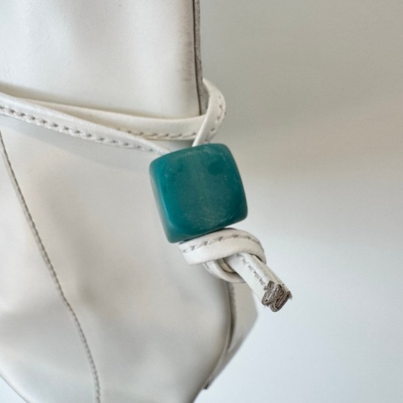 Claudia Firenze Leather Tote Bag Fish Print Turquoise Accent - Picture 8 of 10